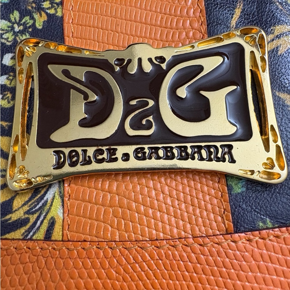 DOLCE & GABBANA Authentic Vintage Floral Suede & Lizard Trim Shoulder Bag - Picture 3 of 8
